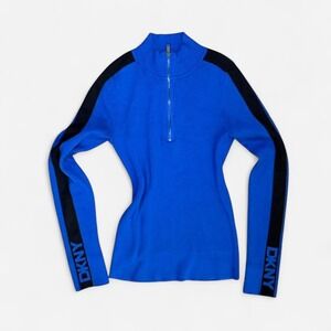 DKNY blue quarter zip long sleeve